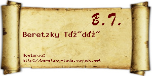 Beretzky Tádé névjegykártya